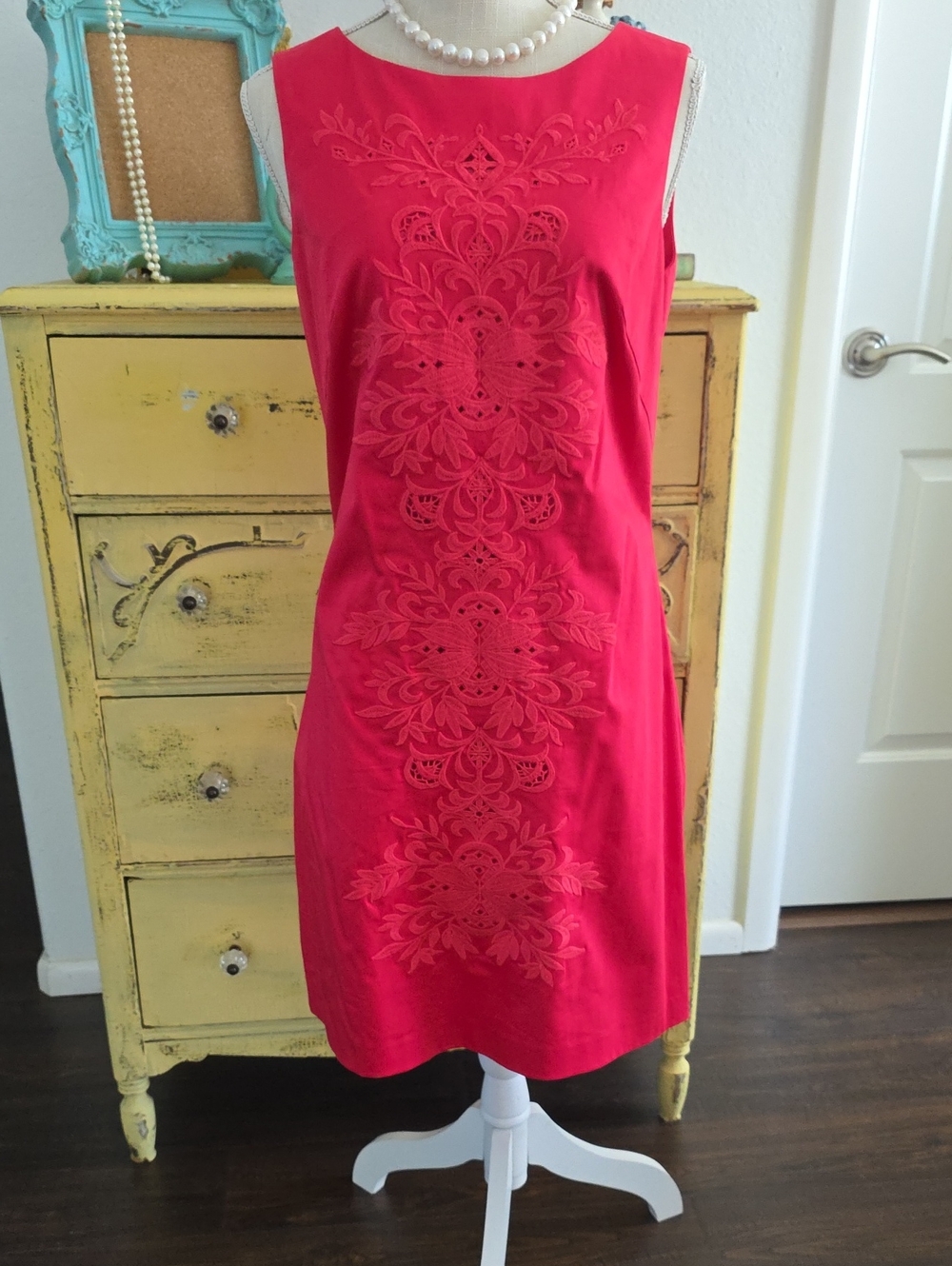 Calvin Klein Embroidered Cut Shift Dress